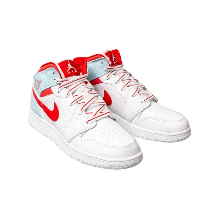 NIKE AIR JORDAN 1 MID WHITE TOPAZ MIST GS 555112 104 - Image 5