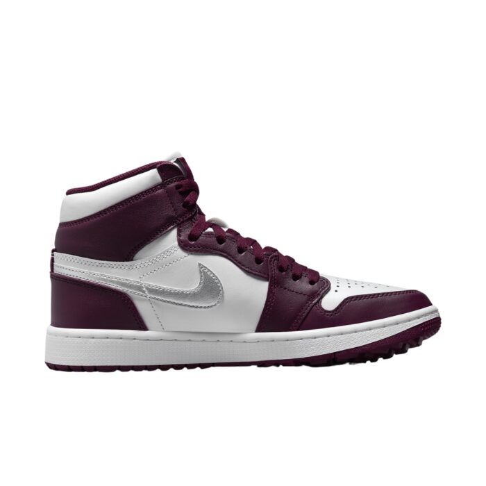 NIKE AIR JORDAN 1 RETRO HIGH GOLF BORDEAUX WHITE METALLIC SILVER DQ0660 103 - Image 2