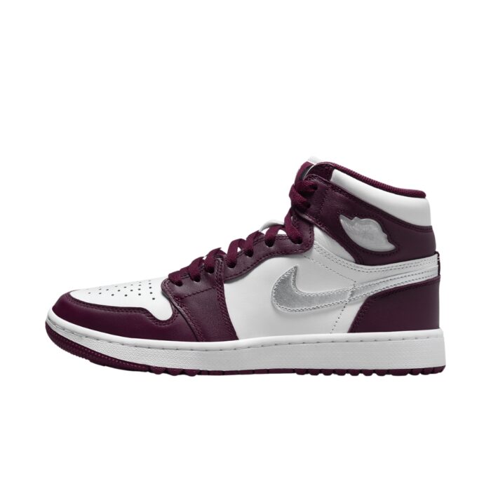 NIKE AIR JORDAN 1 RETRO HIGH GOLF BORDEAUX WHITE METALLIC SILVER DQ0660 103 - Image 3