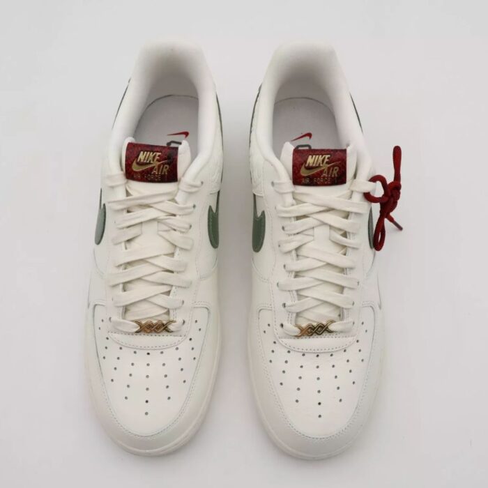 NIKE AIR FORCE 1 LOW YEAR OF THE SNAKE SAIL LIGHT BONE UNIVERSITY RED JADE HORIZON HV5979 130 - Image 6