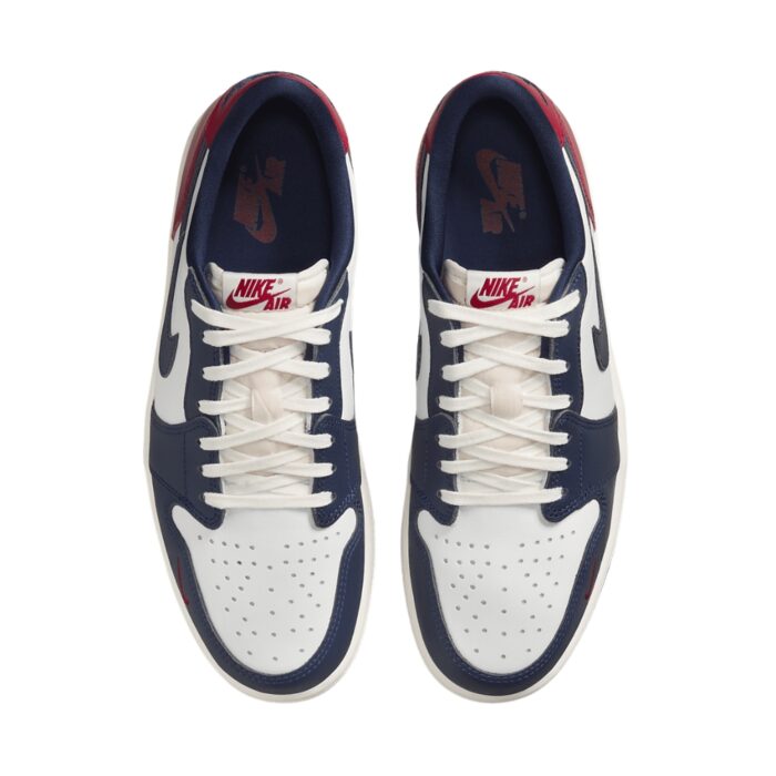 NIKE AIR JORDAN 1 LOW OG HOWARD UNIVERSITY WHITE GYM RED MIDNIGHT NAVY NEUTRAL GREY SAIL MUSLIN HQ2993 100 - Image 4
