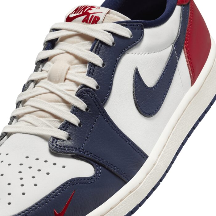 NIKE AIR JORDAN 1 LOW OG HOWARD UNIVERSITY WHITE GYM RED MIDNIGHT NAVY NEUTRAL GREY SAIL MUSLIN HQ2993 100 - Image 5