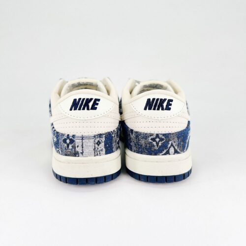 Nike SB Dunk Low X Louis Vuitton Monogram Denim White Navy - Image 7
