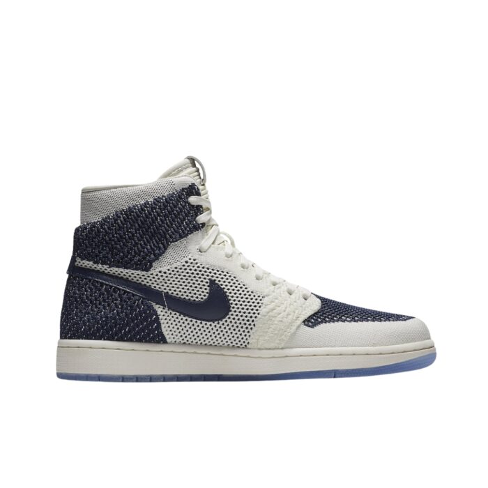 NIKE AIR JORDAN 1 RETRO HIGH FLYKNIT RE2PECT SAIL MIDNIGHT NAVY METALLIC GOLD AH7233 105 - Image 2