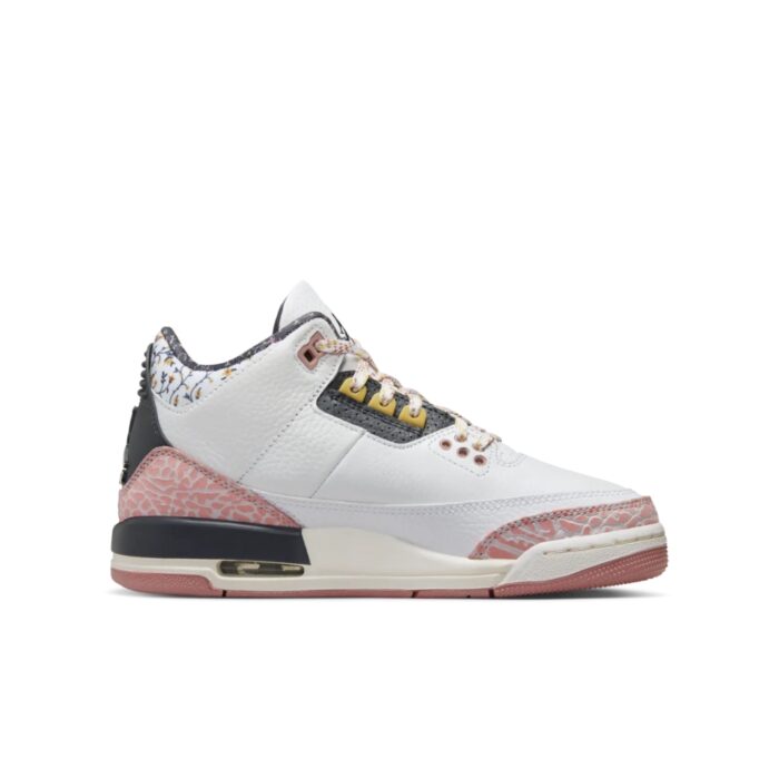 NIKE AIR JORDAN 3 VINTAGE FLORAL WHITE ANTHRACITE RED STARDUST SAIL SATURN GOLD 441140 100 - Image 2