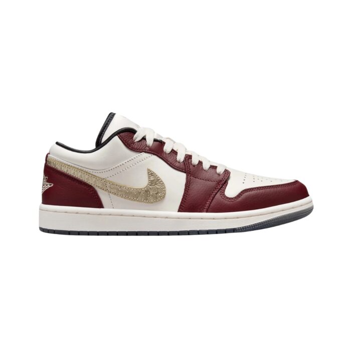 NIKE AIR JORDAN 1 LOW YEAR OF THE DRAGON SAIL METALLIC GOLD GRAIN DARK TEAM RED DARK SMOKE GREY FJ5735 100 - Image 2