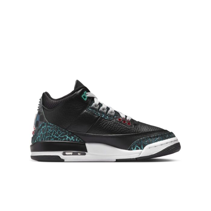 NIKE AIR JORDAN 3 BLACK SIREN RED HYPER JADE WHITE FV5437 001 - Image 2