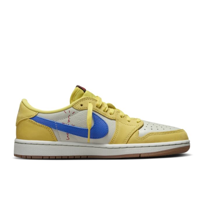 NIKE AIR JORDAN LOW OG X TRAVIS SCOTT CANARY RACER BLUE LIGHT SILVER GUM MEDIUM BROWN DZ4137 700 - Image 2