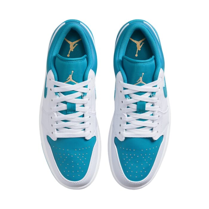 NIKE AIR JORDAN 1 LOW AQUATONE CELESTIAL GOLD WHITE 553558 174 - Image 3