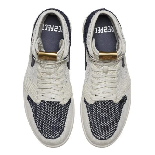 NIKE AIR JORDAN 1 RETRO HIGH FLYKNIT RE2PECT SAIL MIDNIGHT NAVY METALLIC GOLD AH7233 105 - Image 4