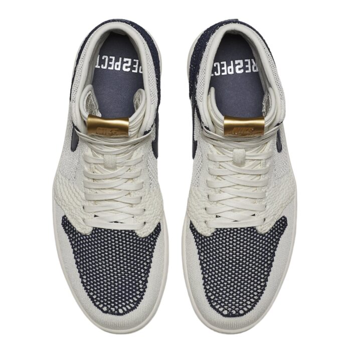 NIKE AIR JORDAN 1 RETRO HIGH FLYKNIT RE2PECT SAIL MIDNIGHT NAVY METALLIC GOLD AH7233 105 - Image 4