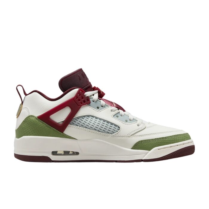 NIKE AIR JORDAN SPIZIKE LOW LUNAR NEW YEAR SAIL OIL GREEN DARK TEAM RED METALLIC GOLD GRAIN FJ6372 100 - Image 2