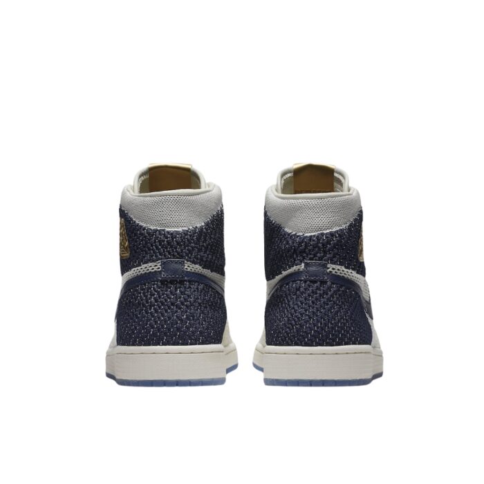 NIKE AIR JORDAN 1 RETRO HIGH FLYKNIT RE2PECT SAIL MIDNIGHT NAVY METALLIC GOLD AH7233 105 - Image 5
