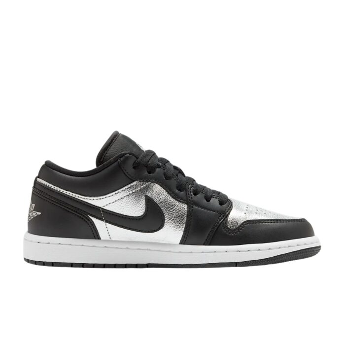NIKE AIR JORDAN 1 LOW SE BLACK WHITE METALLIC SILVER DA5551 001 - Image 2