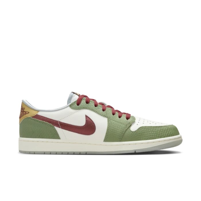 NIKE AIR JORDAN 1 LOW OG CHINESE NEW YEAR SAIL CEDAR OIL GREEN LIGHT PUMICE DARK TEAM RED FN3727 100 - Image 2
