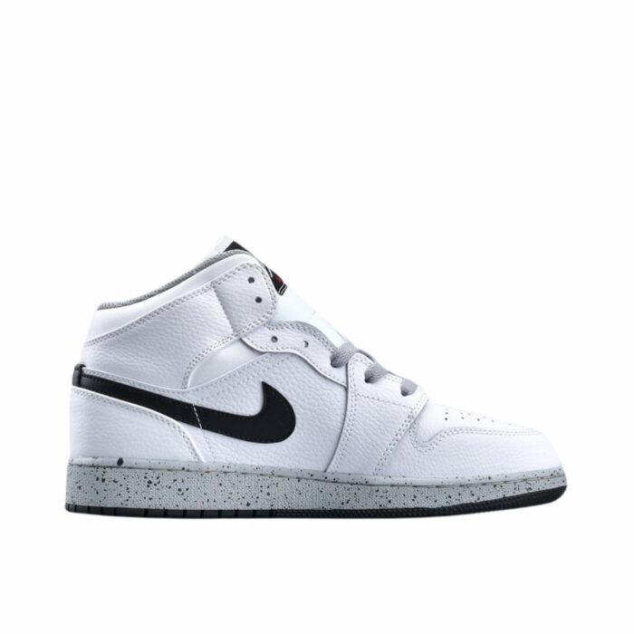 NIKE AIR JORDAN 1 MID GS WHITE BLACK GREY 554725 115 - Image 2