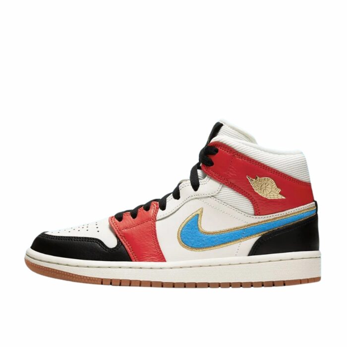 NIKE AIR JORDAN 1 MID LET MAN SAIL METALLIC GOLD GYM RED BLACK DC1426 100 - Image 3