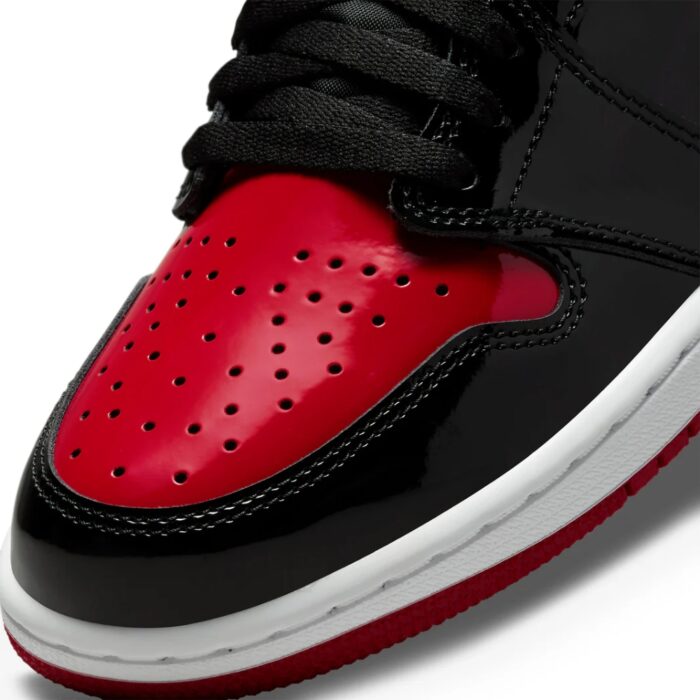 NIKE AIR JORDAN 1 RETRO HIGH OG BRED PATENT BLACK WHITE VARSITY RED 555088 063 - Image 3