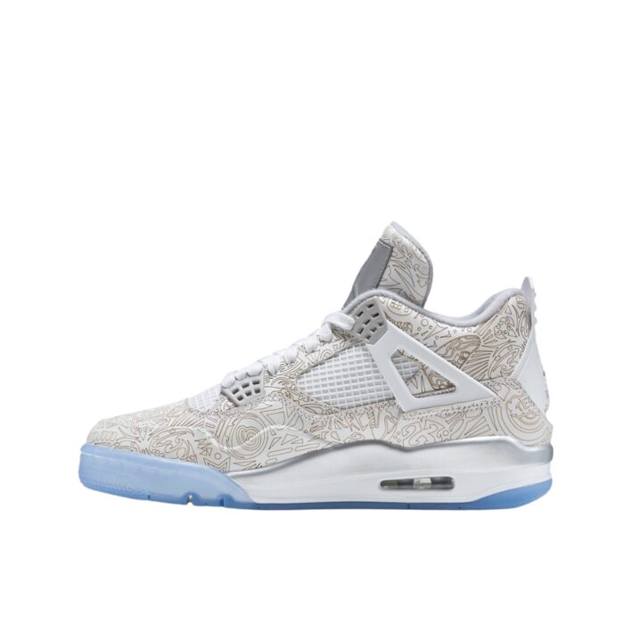 NIKE AIR JORDAN 4 30TH ANNIVERSARY LASER WHITE CHROME METALLIC SILVER 705333 105 - Image 3