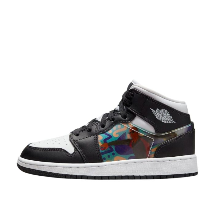 NIKE AIR JORDAN 1 MID HOLOGRAM BLACK WHITE DR9495 001 - Image 3