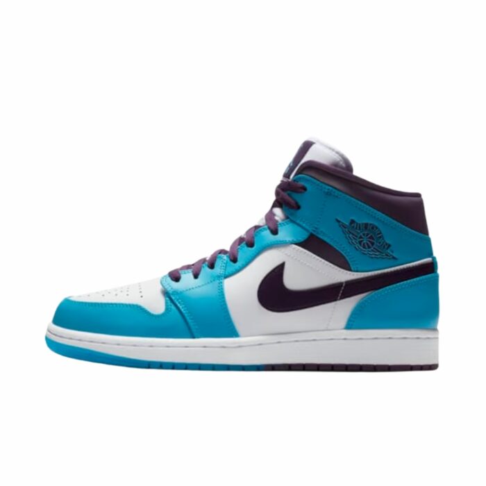 NIKE AIR JORDAN 1 MID HORNETS SKY BLUE WHITE BLACK 554724 415 - Image 3