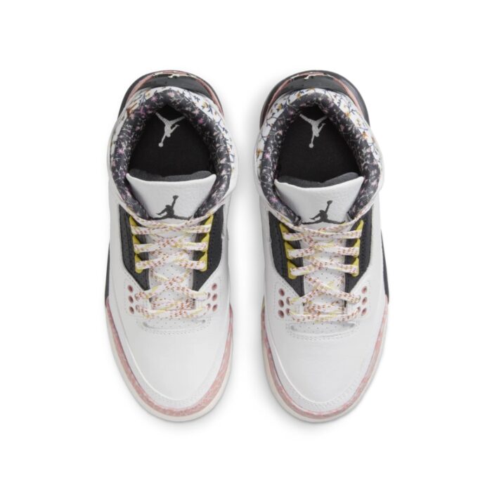 NIKE AIR JORDAN 3 VINTAGE FLORAL WHITE ANTHRACITE RED STARDUST SAIL SATURN GOLD 441140 100 - Image 3