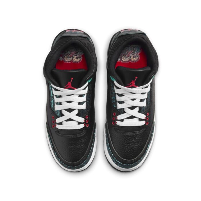 NIKE AIR JORDAN 3 BLACK SIREN RED HYPER JADE WHITE FV5437 001 - Image 3