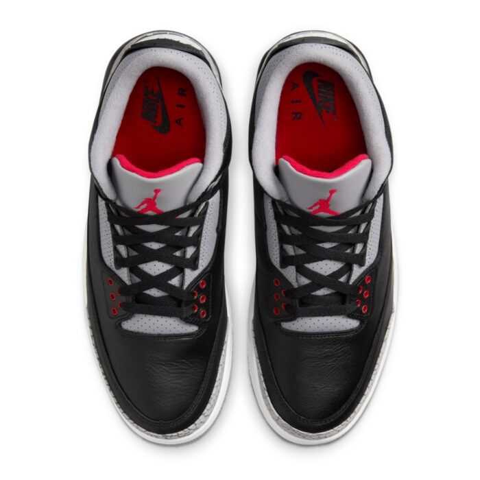 NIKE AIR JORDAN 3 BLACK CEMENT BLACK FIRE RED CEMENT GREY SAIL DN3707 010 - Image 3