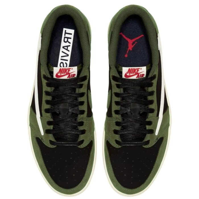 NIKE AIR JORDAN 1 LOW OG X TRAVIS SCOTT BLACK SAIL MEDIUM OLIVE MUSLIN DM7866 002 - Image 3