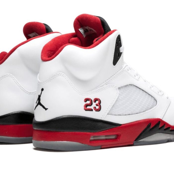 NIKE AIR JORDAN 5 RETRO WHITE FIRE RED BLACK 136027 120 - Image 3