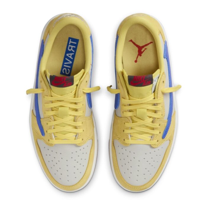 NIKE AIR JORDAN LOW OG X TRAVIS SCOTT CANARY RACER BLUE LIGHT SILVER GUM MEDIUM BROWN DZ4137 700 - Image 3