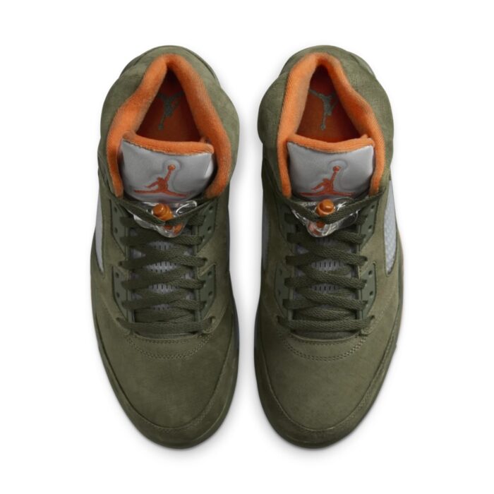 NIKE AIR JORDAN 5 OLIVE ARMY OLIVE SOLAR ORANGE DD0587 308 - Image 3