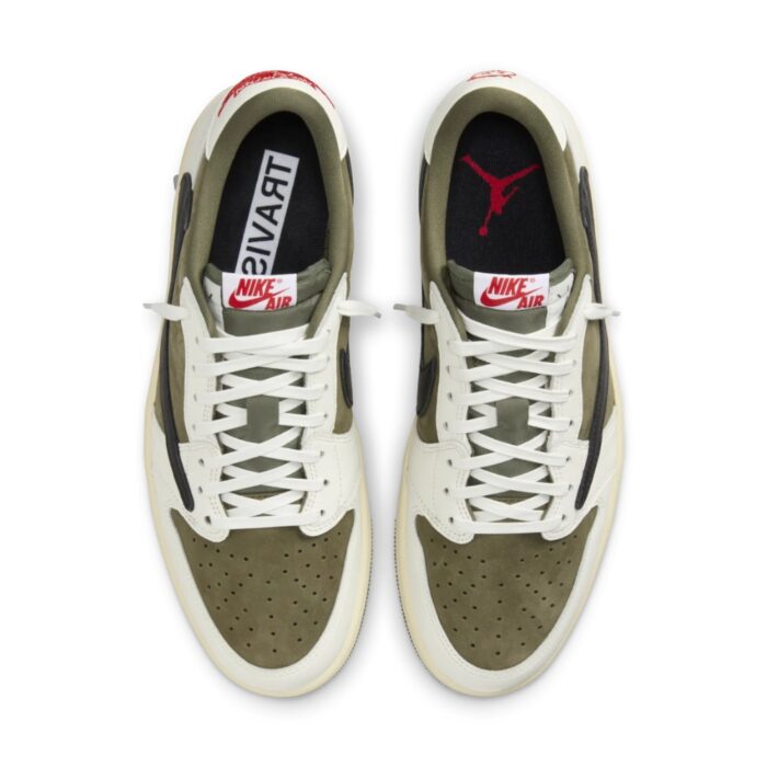 NIKE AIR JORDAN 1 LOW X TRAVIS SCOTT REVERSE OLIVE BLACK SAIL MUSLIN DM7866 200 - Image 3