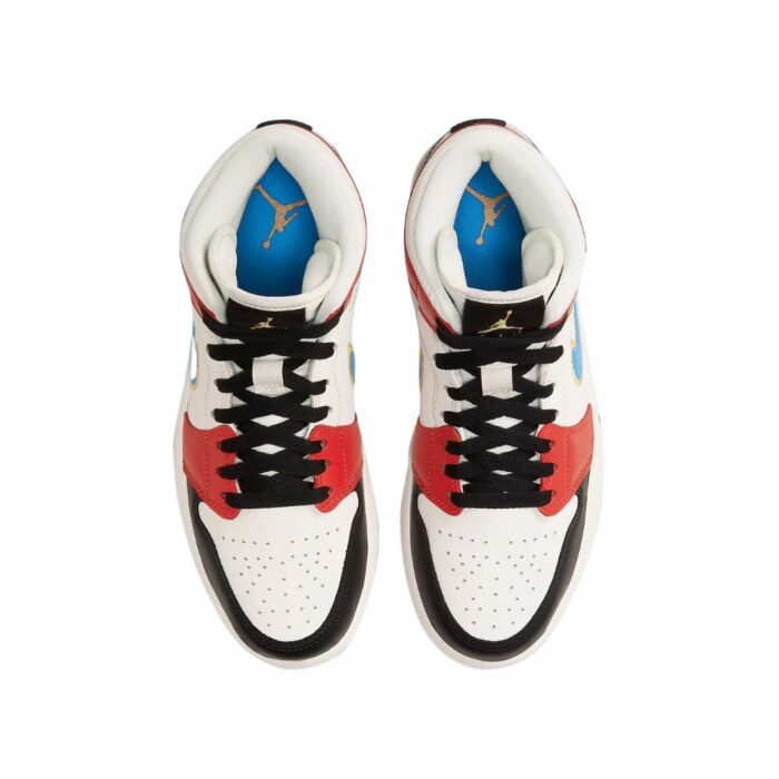 NIKE AIR JORDAN 1 MID LET MAN SAIL METALLIC GOLD GYM RED BLACK DC1426 100 - Image 4