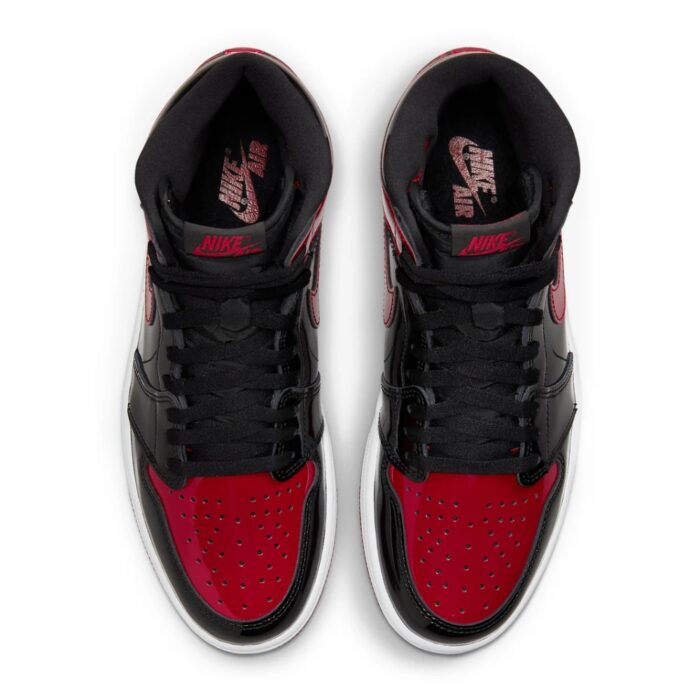 NIKE AIR JORDAN 1 RETRO HIGH OG BRED PATENT BLACK WHITE VARSITY RED 555088 063 - Image 4