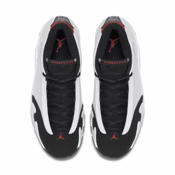 NIKE AIR JORDAN 14 RETRO BLACK TOE 2014 WHITE BLACK VARSITY RED METALLIC SILVER 487471 102 - Image 4