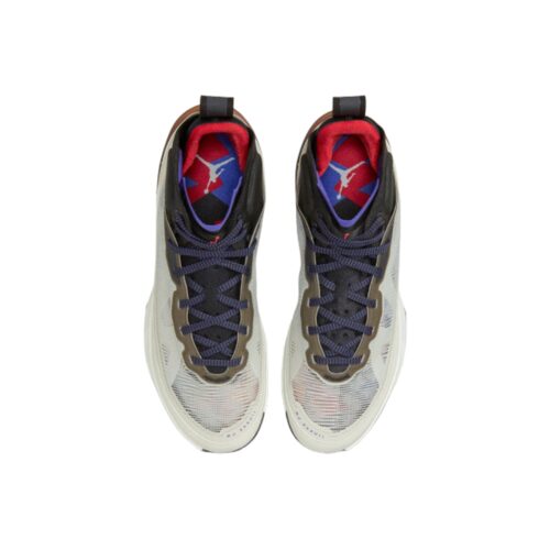 NIKE AIR JORDAN 37 PF BEYOND BORDERS LIGHT BONE FIRE RED BLACK DARK CONCORD DD6959 060 - Image 4