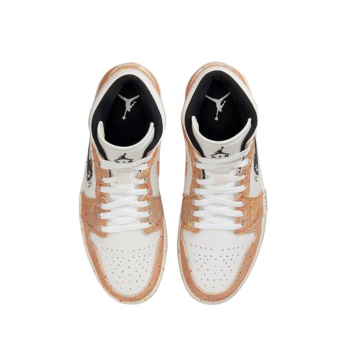 NIKE AIR JORDAN 1 MID SE BRUSHSTROKE PAINT SPLATTER SAIL BLACK CIDER CHILE RED DA8005 100 - Image 4