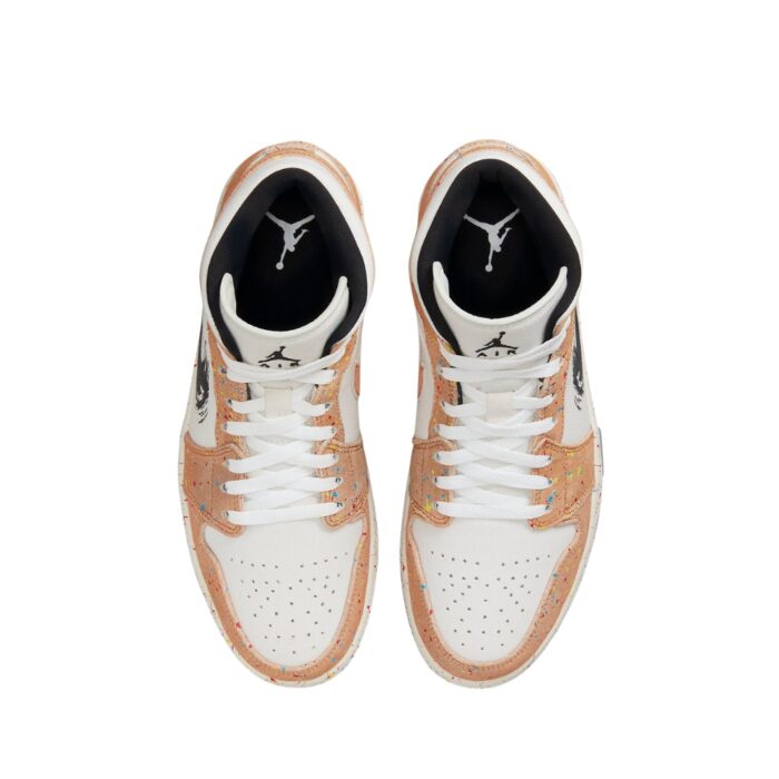 NIKE AIR JORDAN 1 MID SE BRUSHSTROKE PAINT SPLATTER SAIL BLACK CIDER CHILE RED DA8005 100 - Image 4