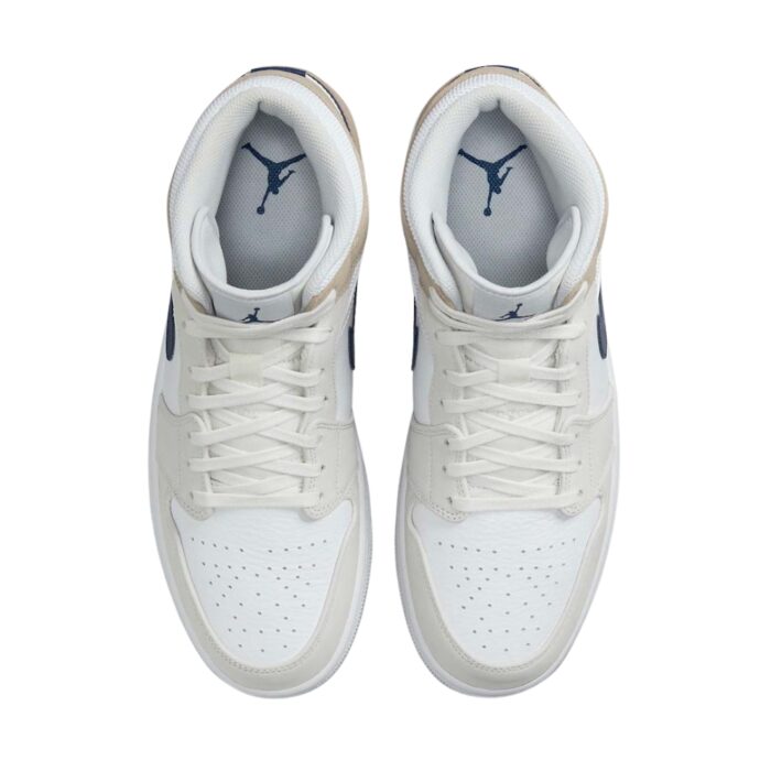NIKE AIR JORDAN 1 MID TAN SUEDE WHITE TAN NAVY DO6726 100 - Image 4
