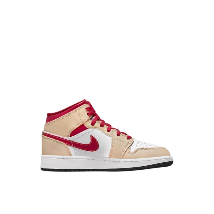 NIKE AIR JORDAN 1 MID BEIGE WHITE RED 554724 201 - Image 2