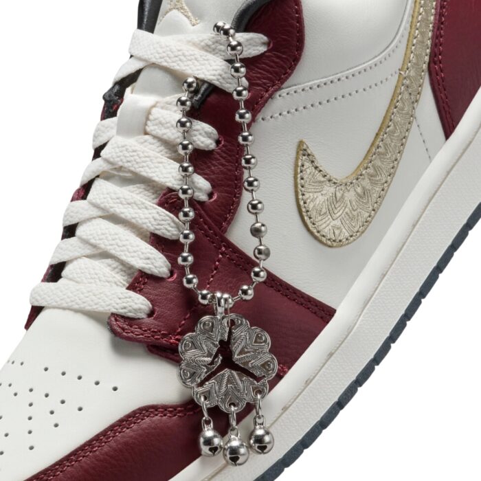 NIKE AIR JORDAN 1 LOW YEAR OF THE DRAGON SAIL METALLIC GOLD GRAIN DARK TEAM RED DARK SMOKE GREY FJ5735 100 - Image 4