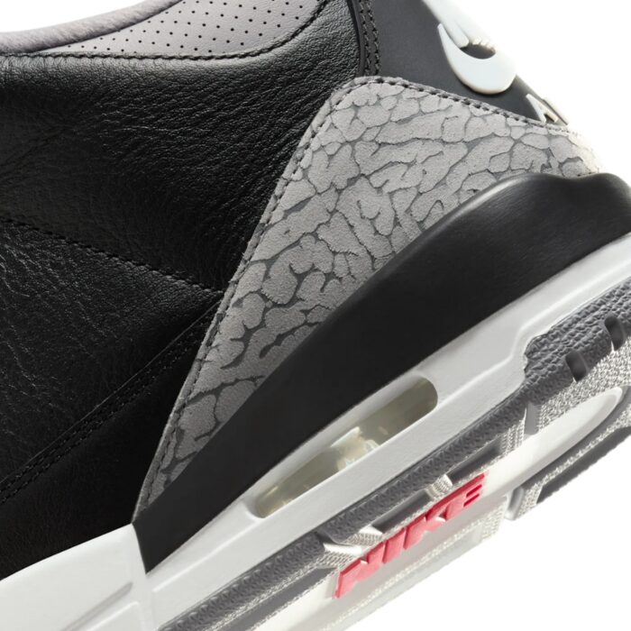 NIKE AIR JORDAN 3 BLACK CEMENT BLACK FIRE RED CEMENT GREY SAIL DN3707 010 - Image 4
