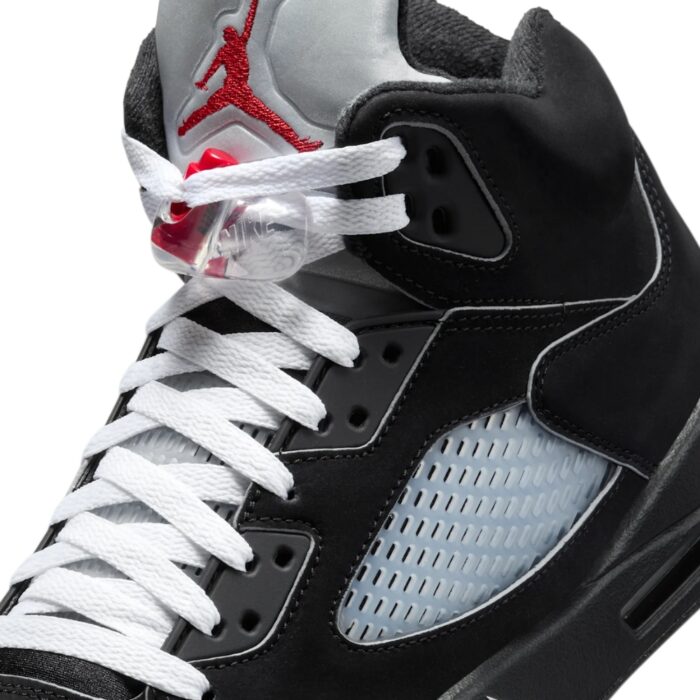 NIKE AIR JORDAN 5 REIMAGINED BLACK WHITE METALLIC SILVER FIRE RED HF3975 001 - Image 4