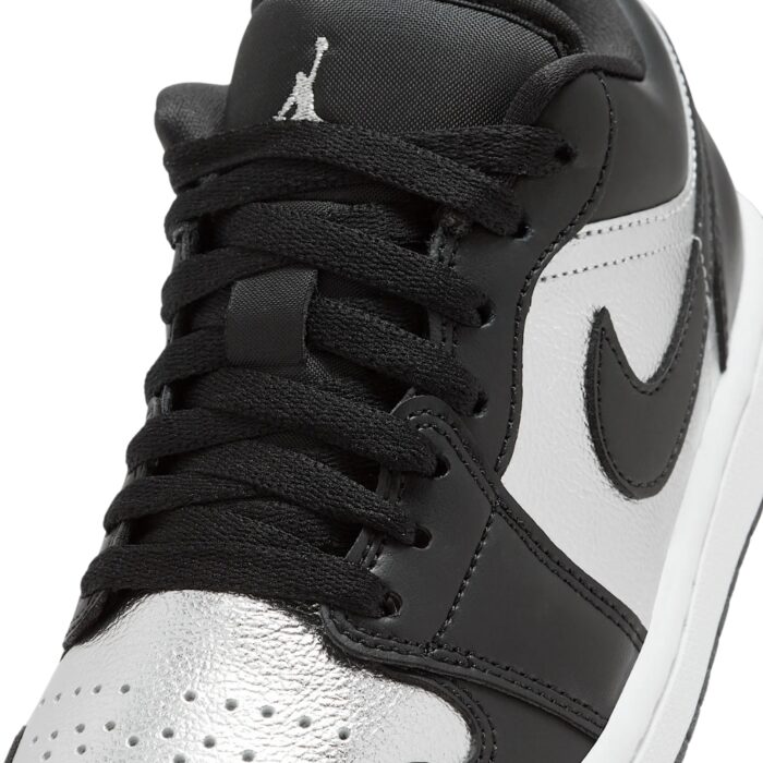 NIKE AIR JORDAN 1 LOW SE BLACK WHITE METALLIC SILVER DA5551 001 - Image 4