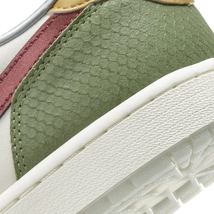 NIKE AIR JORDAN 1 LOW OG CHINESE NEW YEAR SAIL CEDAR OIL GREEN LIGHT PUMICE DARK TEAM RED FN3727 100 - Image 4
