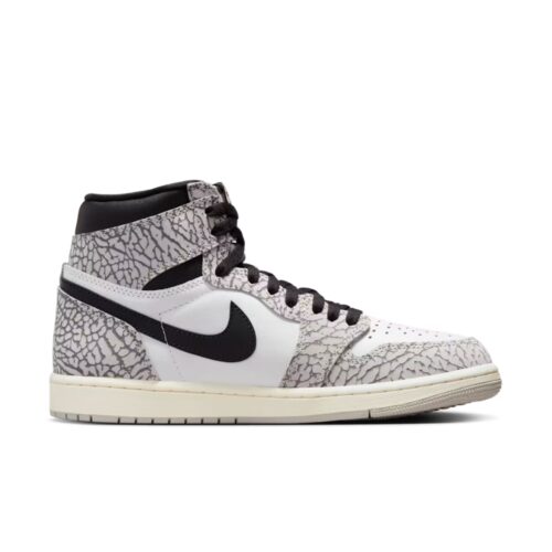 NIKE AIR JORDAN 1 HIGH OG ELEPHANT PRINT WHITE CEMENT BLACK DZ5485 052 - Image 2