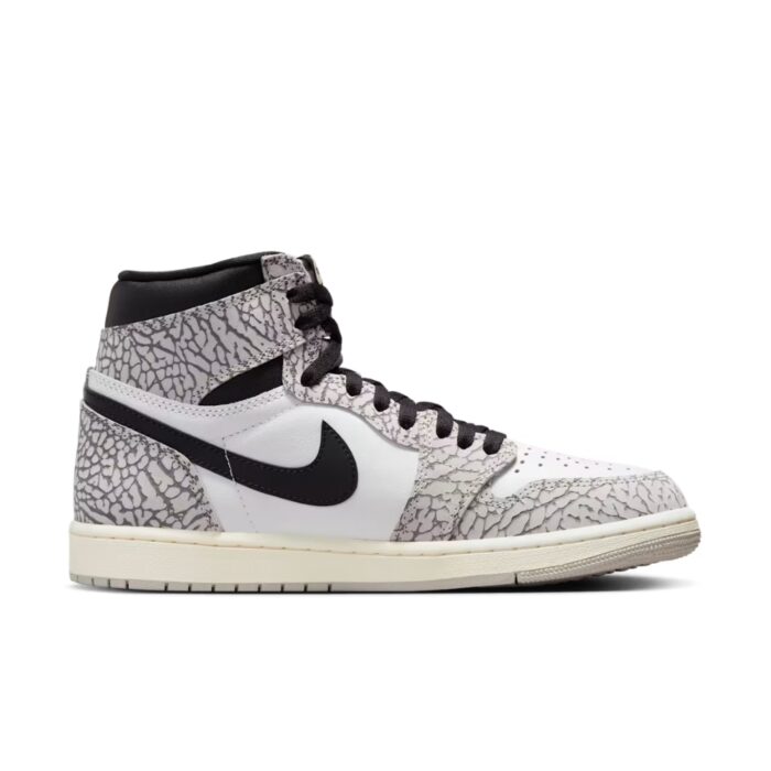 NIKE AIR JORDAN 1 HIGH OG ELEPHANT PRINT WHITE CEMENT BLACK DZ5485 052 - Image 2