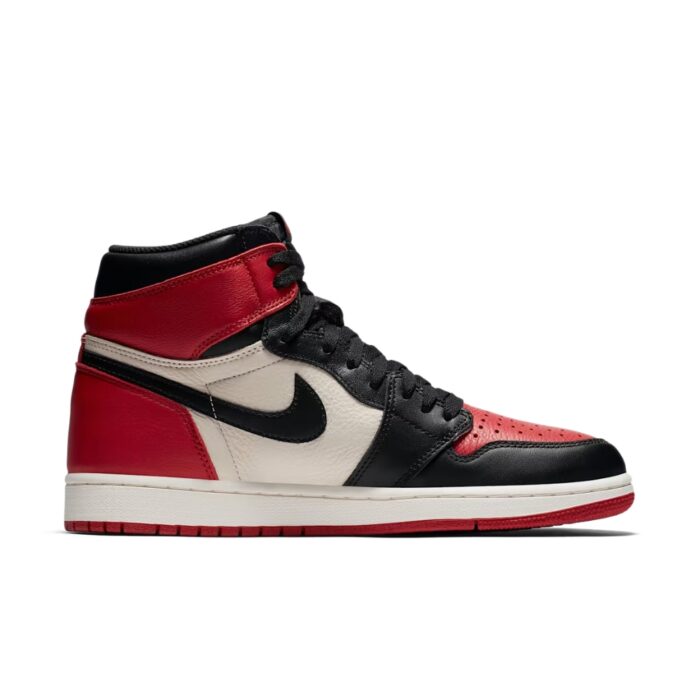 NIKE AIR JORDAN 1 RETRO HIGH BRED TOE GYM RED BLACK SUMMIT WHITE 555088 610 - Image 2