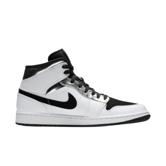 NIKE AIR JORDAN 1 MID ALTERNATE THINK 16 WHITE SILVER BLACK 554724 121 - Image 2